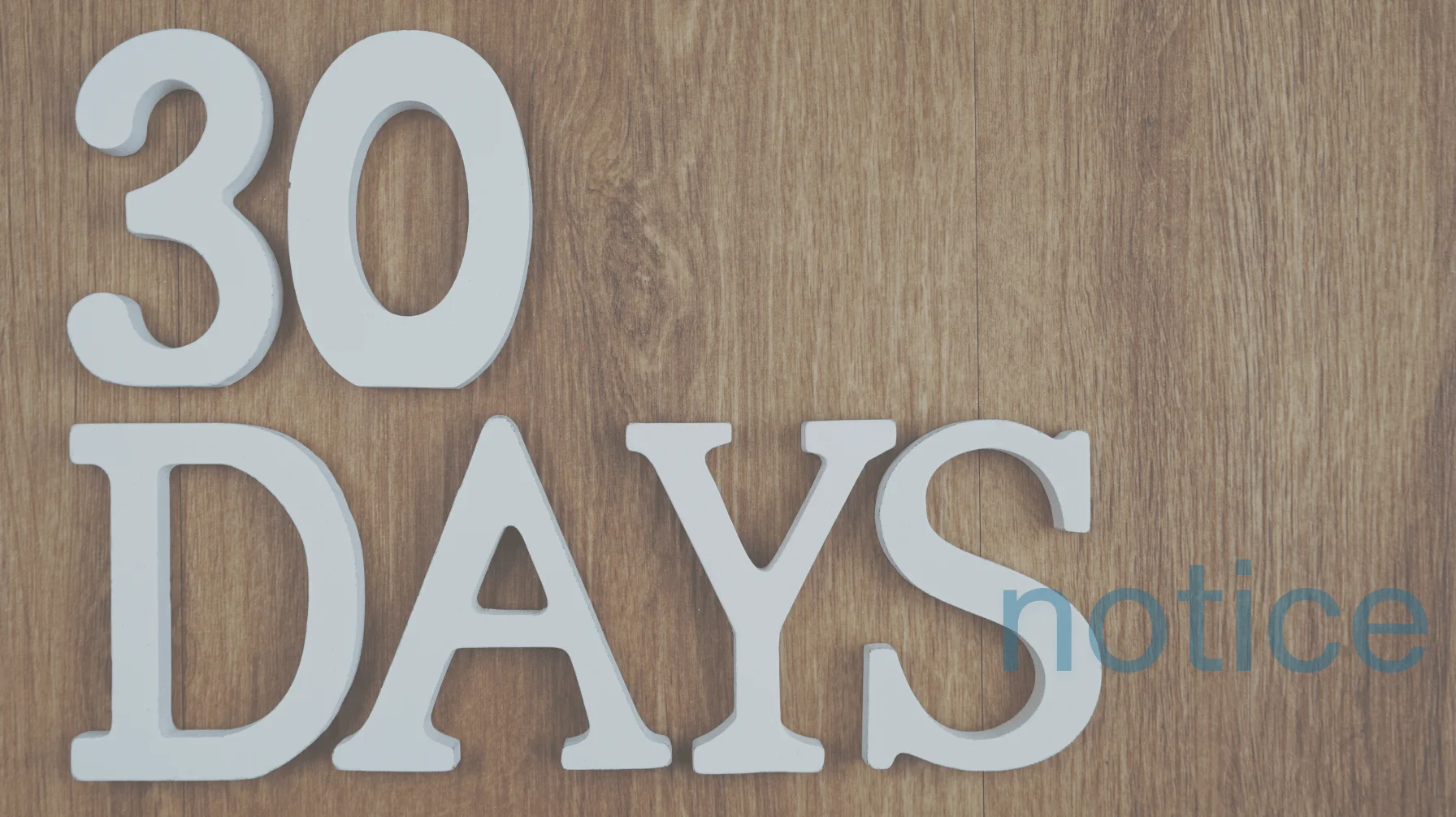 30 Days Notice text on wooden background – concept for lease termination letter