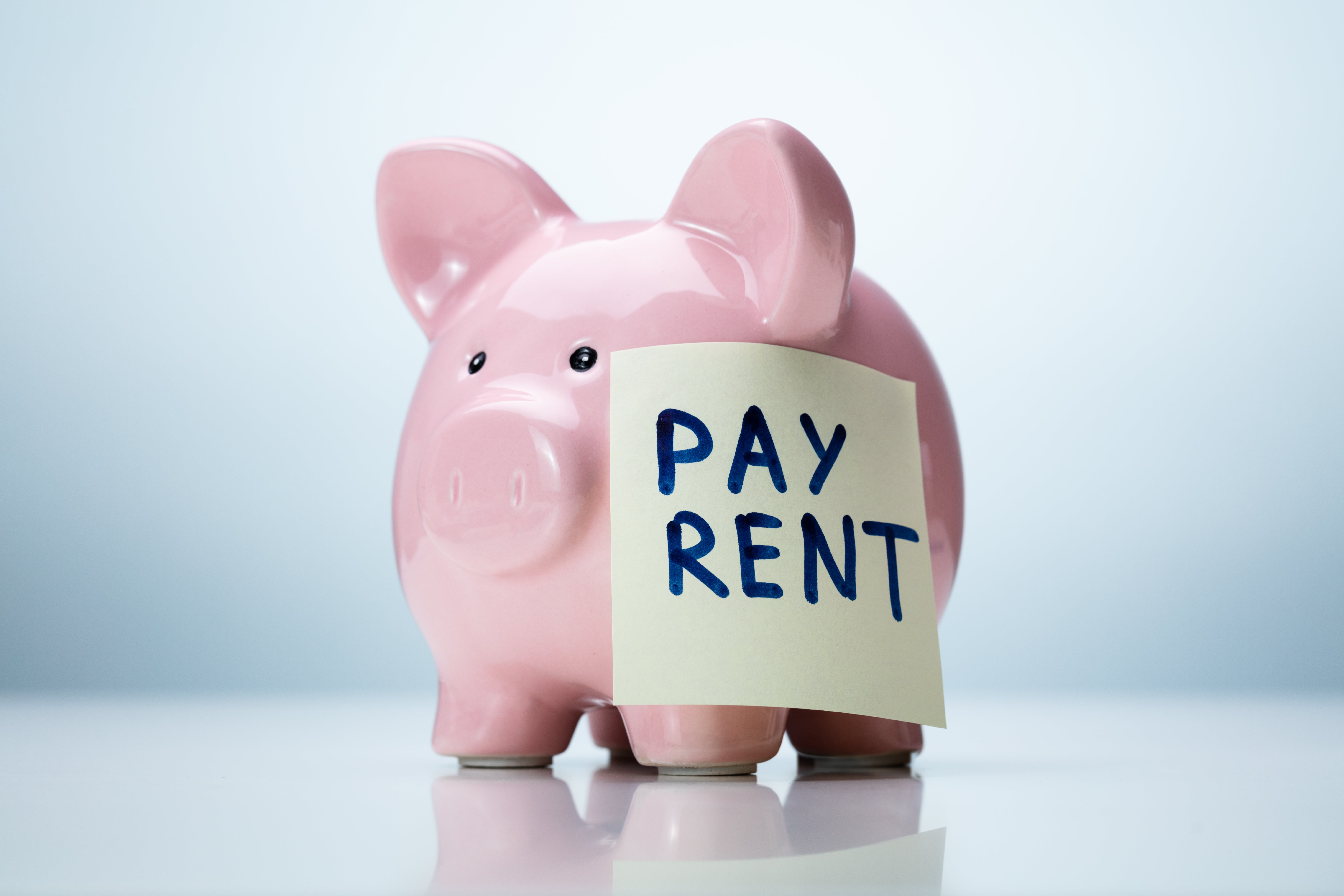 Pink piggy bank with a sticky note labeled