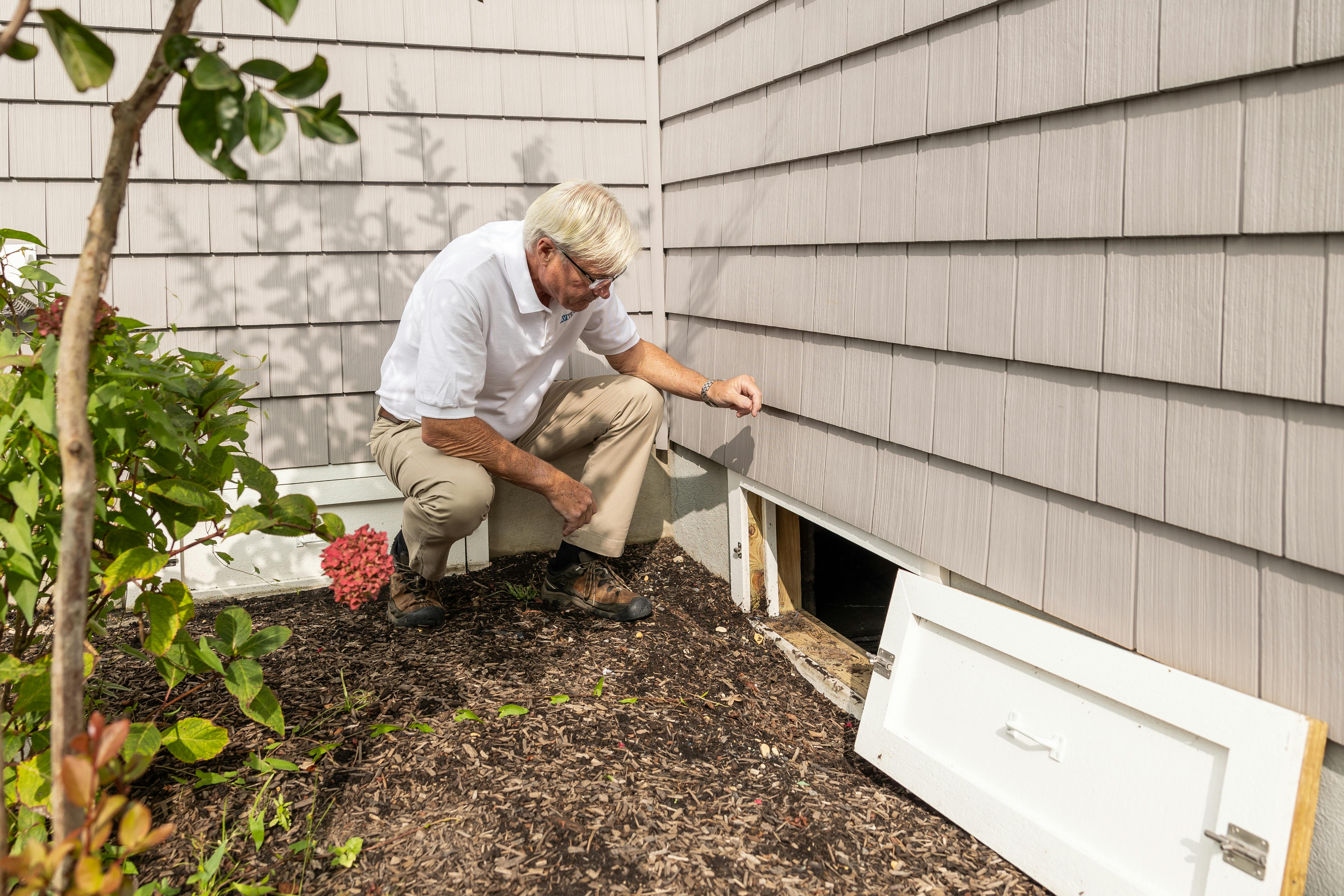 Property manager doing an exterior inspection